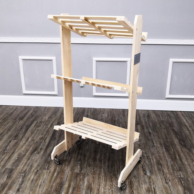 Rebrilliant Wood Bakery Rack Bread Shelf Stand Produce Grocery